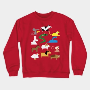 12 Chinese Zodiac Animals Cute Colorful Crewneck Sweatshirt